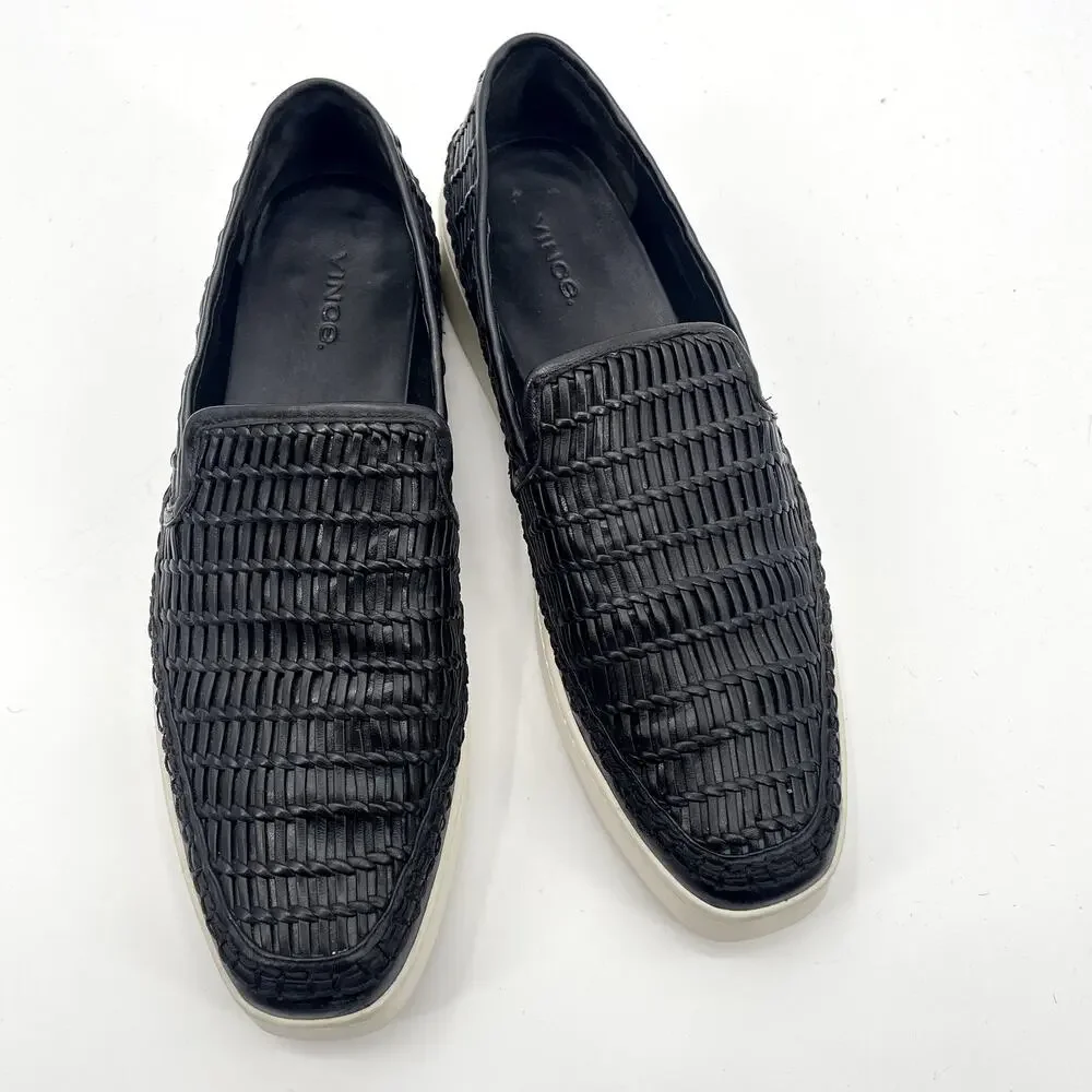 Vince Platform Black Textured Sneaker Shoes // 10